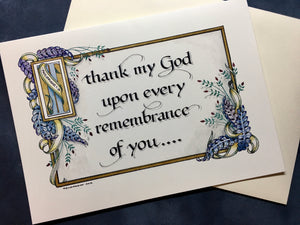 “ I thank my God “ note card